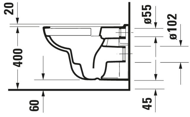 DU Wand-WC D-Code 545mm, weiß rimless, Tiefspüler, 4,5Liter