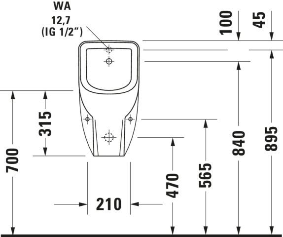 DU Urinal D-Code, Zulauf von hinten rimless, ohne Fliege, weiß