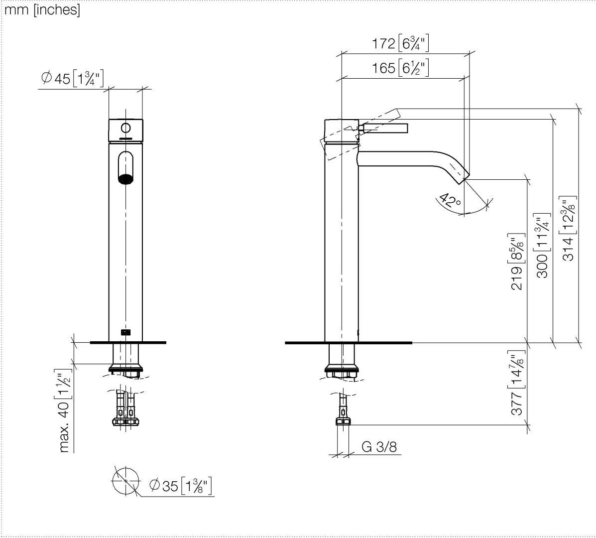 DO Waschtisch-Einhandbatterie mit erhöhtem Standfuß ohne Ablaufgarnitur META Chrom