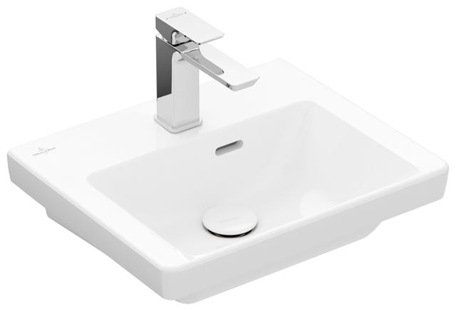 Villeroy & Boch Handwaschbecken Subway 3.0 437045, 450 x 370 mm, Rechteck, 1HL. mittleres Hahnloch durchgestochen, mit Überlauf, Weiß Alpin