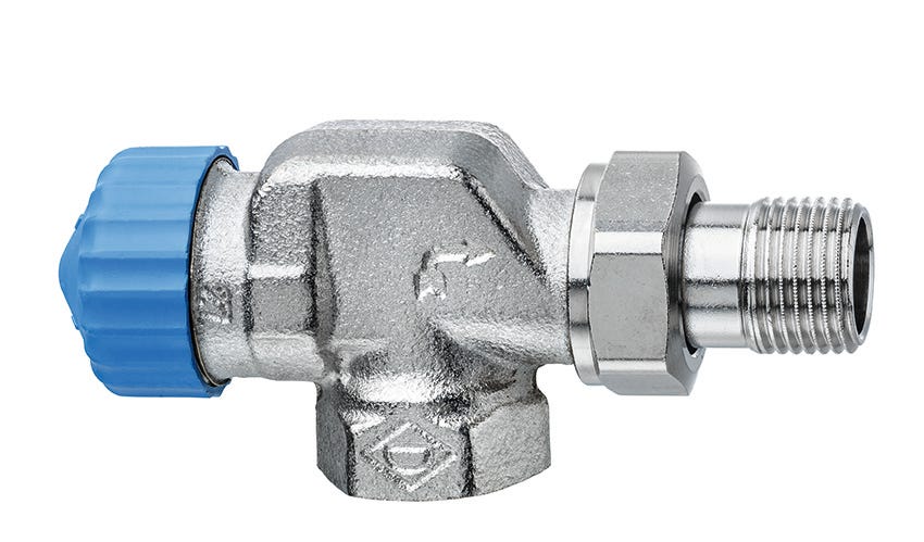 IMI HEIMEIER Thermostat-Ventilunterteil mit geringem Widerstand, Axialform, vernickelt, Schwerkraft Typ, Bronzegehäuse, thermostatisch ohne Knopf, geeignet für Einrohr- und Zweirohrsystem