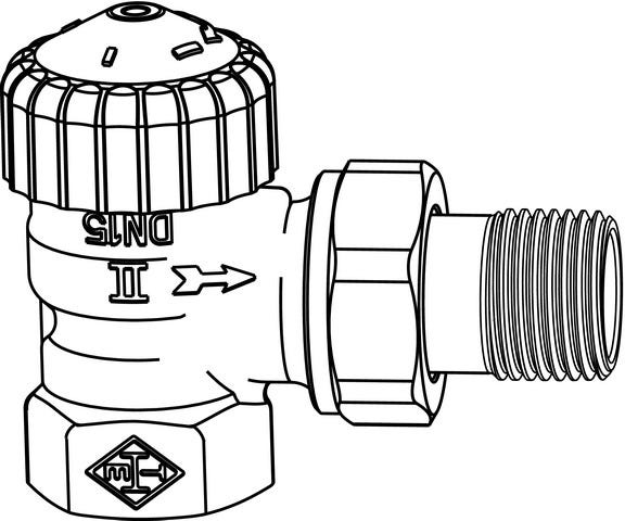 IMI HEIMEIER Thermostat-Ventilunterteil V-exact II, Eckform, vernickelt
