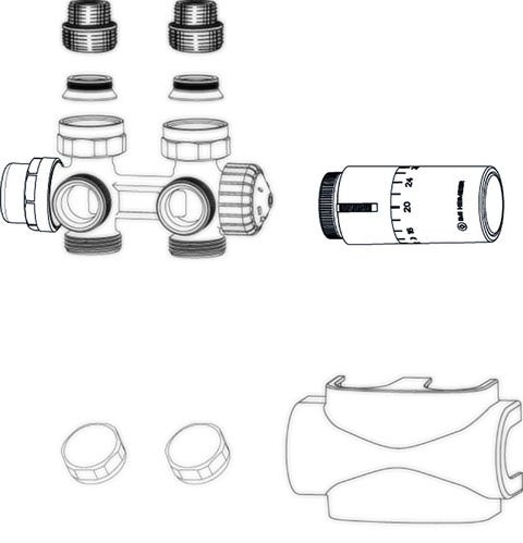 IMI HEIMEIER Ventil Multilux 4-Set Halo umstellbar für Zweirohr- und Einrohr-Heizungsanlagen