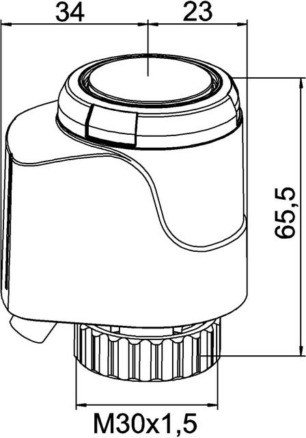 IMI TA Thermischer Stellantrieb EMO T, Zweipunktantrieb, CE-zertifiziert, weißes Gehäuse RAL 9016, schlagfester Kunststoff, Schutzklasse II, Schutzart IP54, Hub 4,7 mm, Stellkraft 125 N, Anschluß M30 x 1,5, Kabellänge 0,8 m