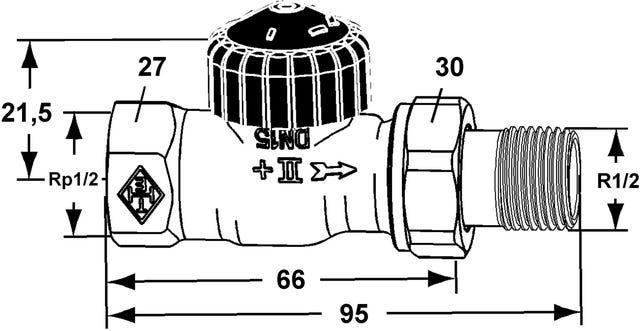IMI HEIMEIER Thermostat-Ventilunterteil Standard, Durchgang, vernickelt, Bronzegehäuse, Thermostatisch ohne Knopf