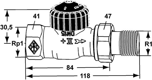 IMI HEIMEIER Thermostat-Ventilunterteil Standard, Durchgang, vernickelt, Bronzegehäuse, Thermostatisch ohne Knopf