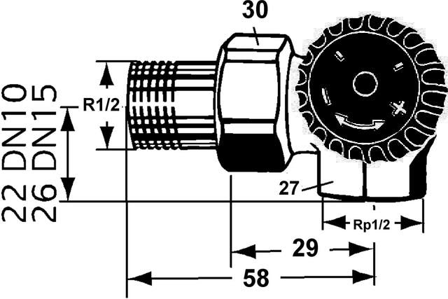 IMI HEIMEIER Thermostat-Ventilunterteil mit geregelt Widerstand, Winkeleck