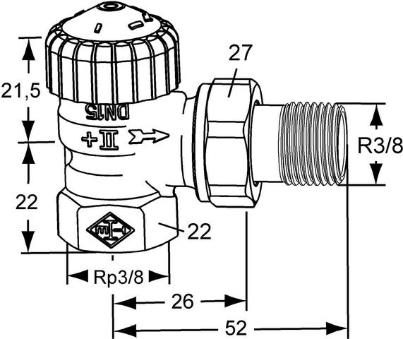 IMI HEIMEIER Thermostat-Ventilunterteil V-exact II, Eckform, vernickelt