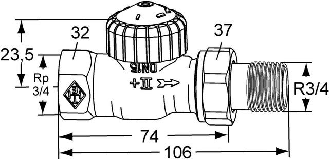IMI HEIMEIER Thermostat-Ventilunterteil V-exact II, Thermostat-Ventilunterteil mit Voreinstellung, Bronzegehäuse vernickelt, thermostatisch ohne Knopf, für Zweirohrsystem