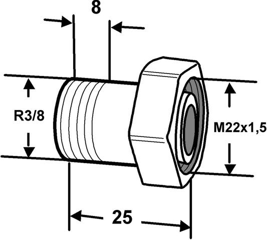IMI HEIMEIER Heizkörper-Anschlussverschraubung R 3/8 x M 22, AMETAL-C vernickelt
