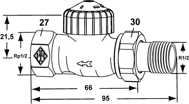 IMI HEIMEIER Thermostat-Ventilunterteil V-exact II umgekehrte Flußricht, Durchgangsform, DN15