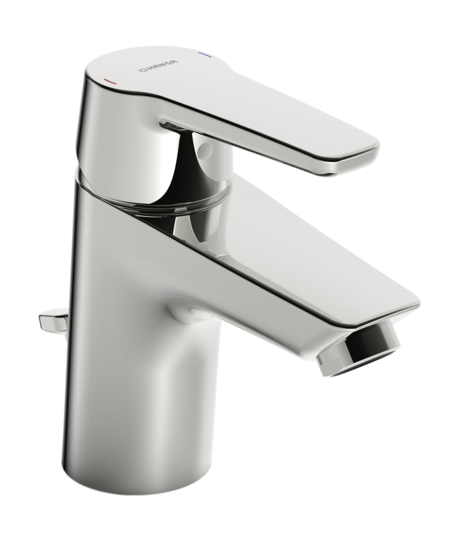 HA Einhebelmischer Waschtischbatterie HANSAPOLO 5140 Zugstangenablaufgarnitur Ausladung 103 mm DN15 Chrom