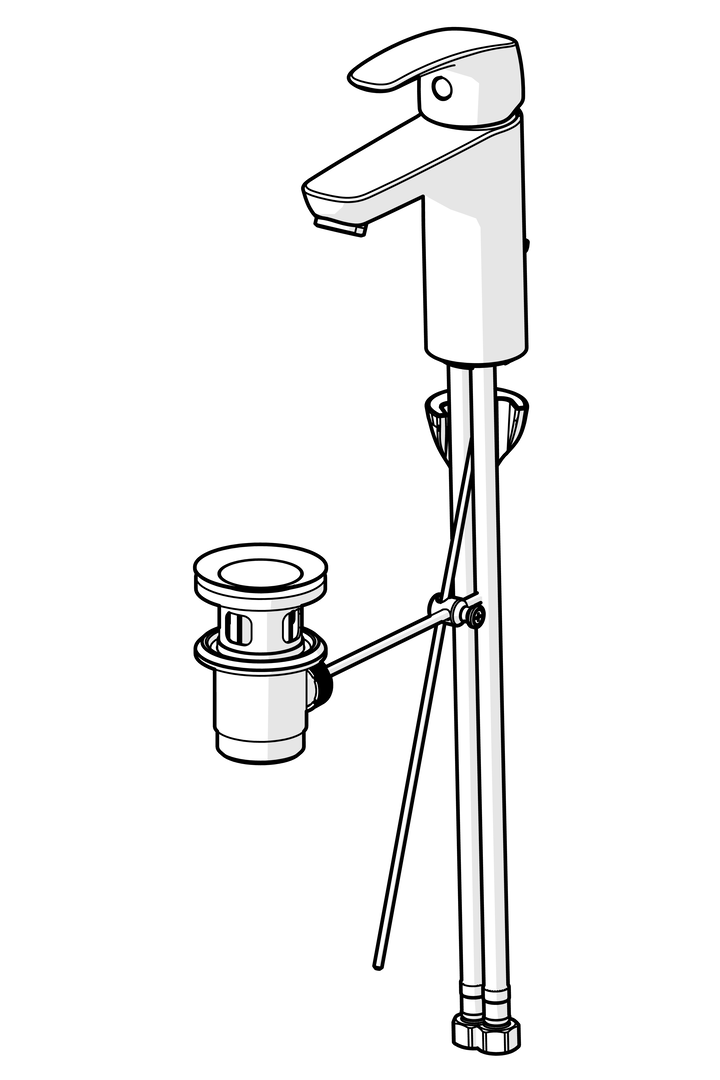 HA Einhebelmischer Waschtischbatterie HANSAPINTO XL 4501 Zugstangenablaufgarnitur Ausladung 115 mm DN15 Chrom