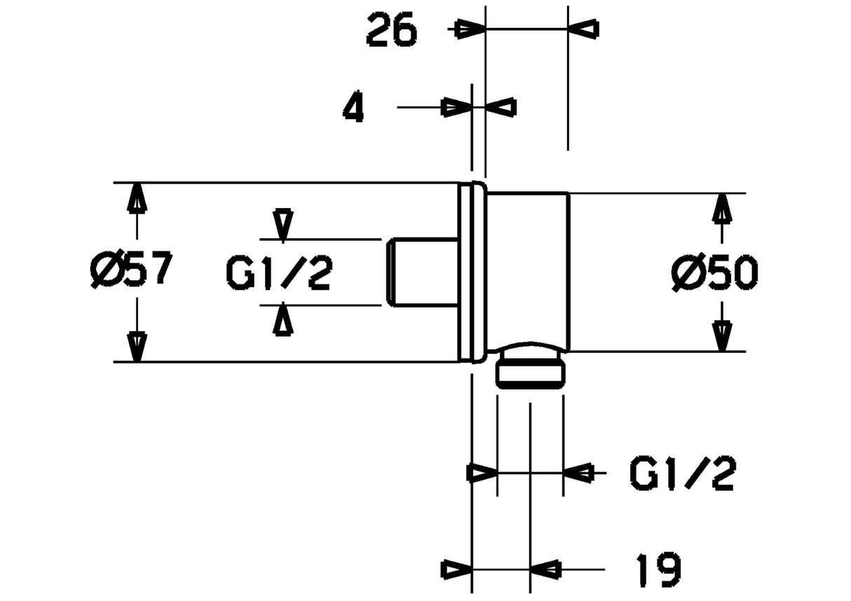 HA Wandanschlussbogen HANSA 4425 Rosette rund G1/2 mit RV DN15 Chrom