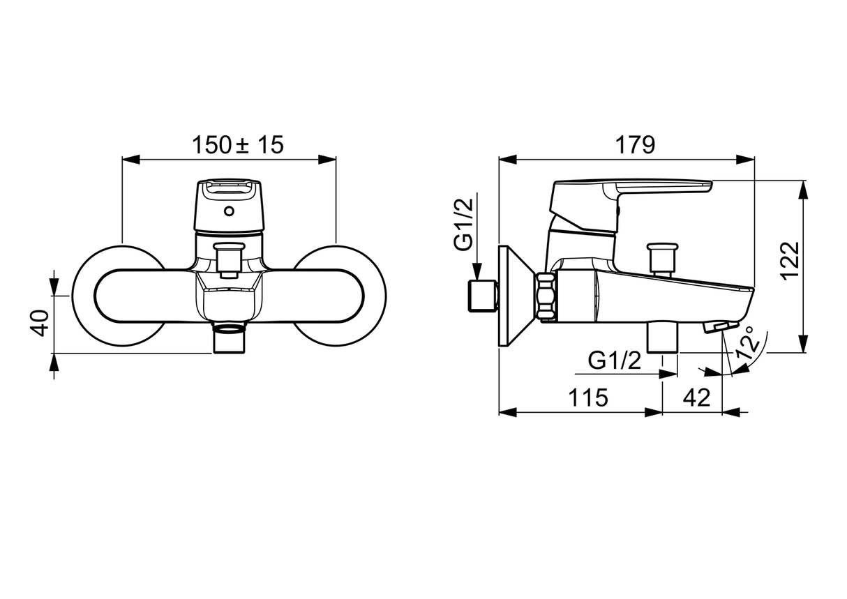 HA Einhebelmischer Wafü und Brausebatterie HANSAPOLO 5144 Ausladung 157 mm DN15 Chrom