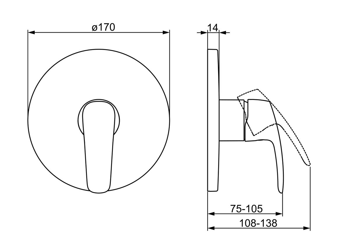 HA Einhebelmischer Fertigmontageset für Brausebatterie HANSAPINTO 8527 Rosette rund Chrom