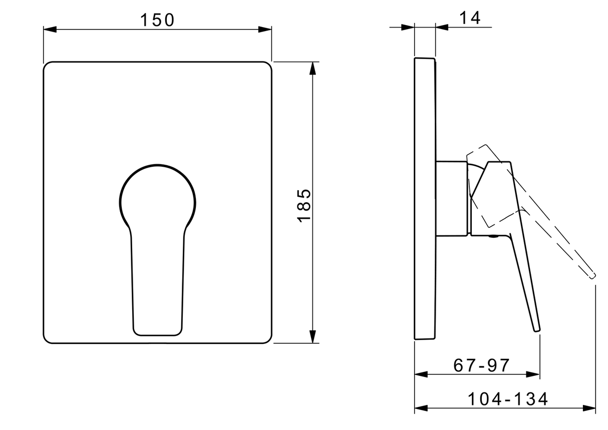 HA Einhebelmischer Fertigmontageset für Brausebatterie HANSATWIST 8985 Rosette eckig Chrom
