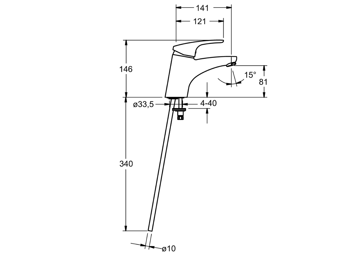 HA Einhebelmischer Waschtischbatterie HANSAMIX 0108 Kupferrohr Ausladung 141 mm DN15 Chrom
