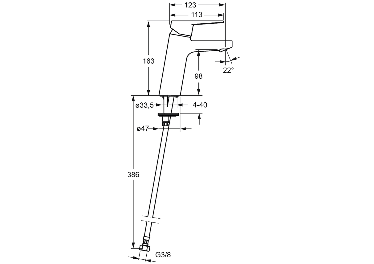 HA Einhebelmischer Waschtischbatterie HANSATWIST XL 0902 Ausladung 123 mm DN15 Chrom