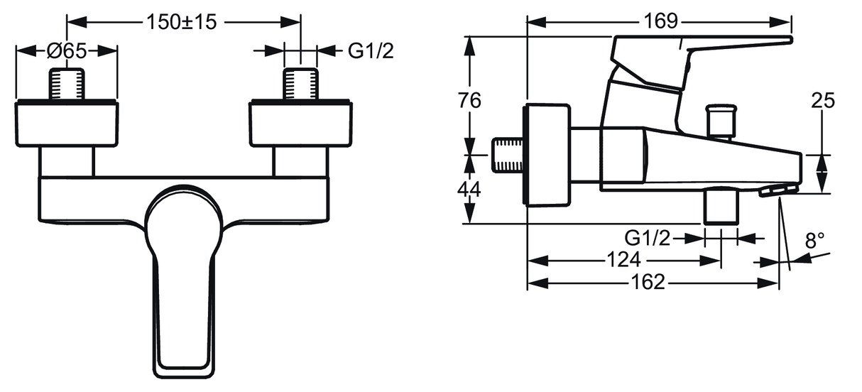HA Einhebelmischer Wafü und Brausebatterie HANSATWIST 0974 Ausladung 162 mm DN15 Chrom