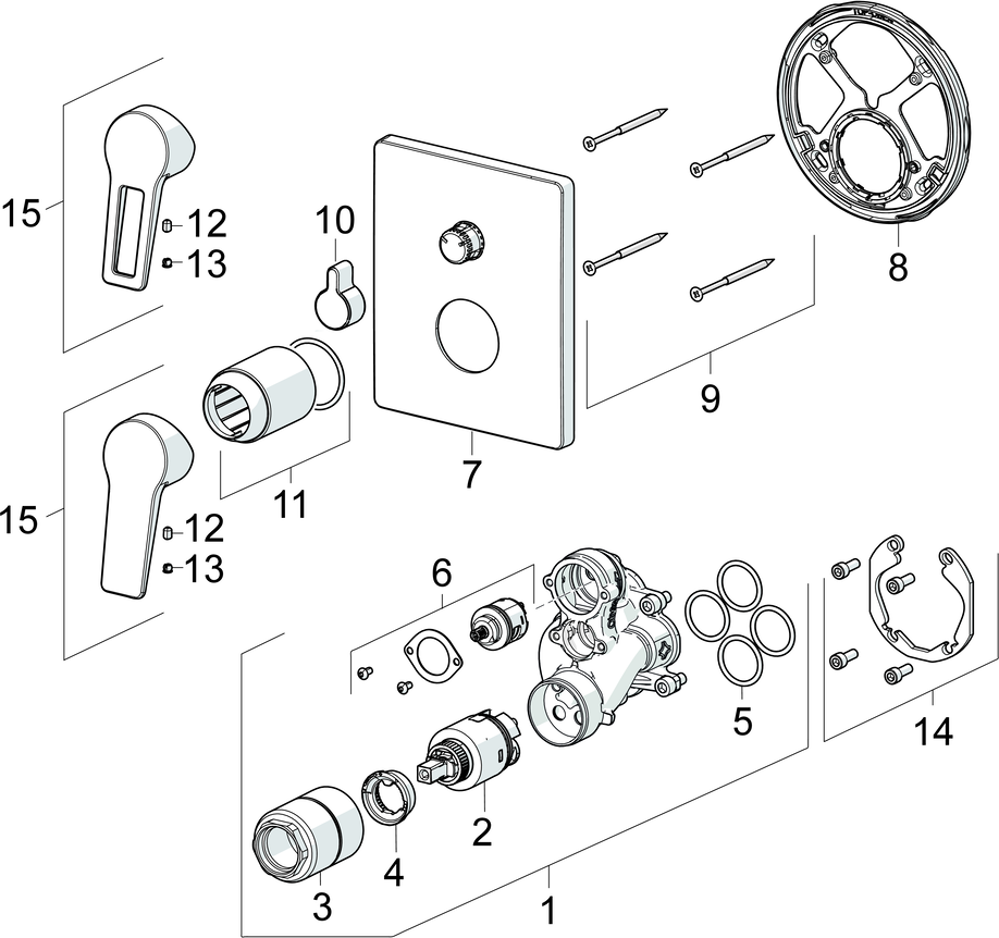 HA Einhebelmischer Fertigmontageset für Wanne/Brause HANSATWIST 8984 Rosette eckig Chrom