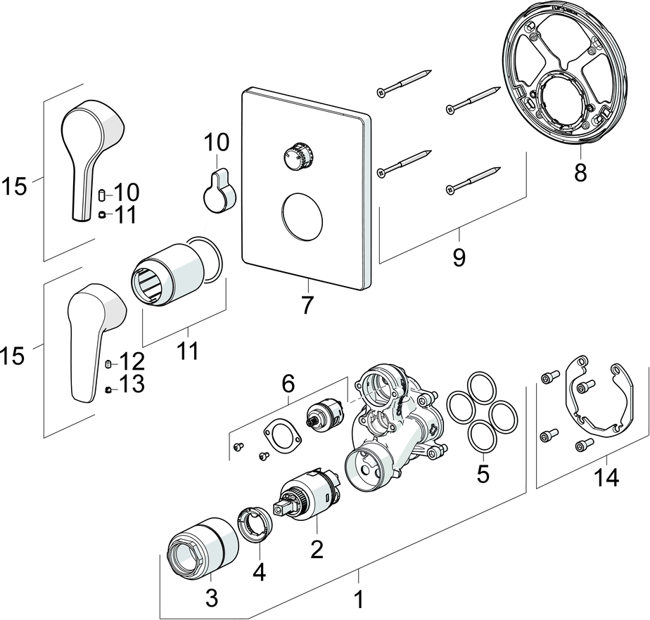 HA Einhebelmischer Fertigmontageset für Wanne/Brause HANSAPOLO 8060 Rosette eckig Chrom