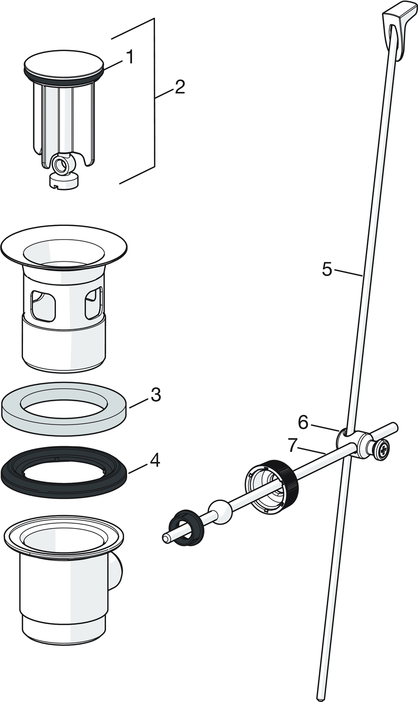 HA Einhebelmischer Waschtischbatterie HANSAPINTO XL 4501 Zugstangenablaufgarnitur Ausladung 115 mm DN15 Chrom