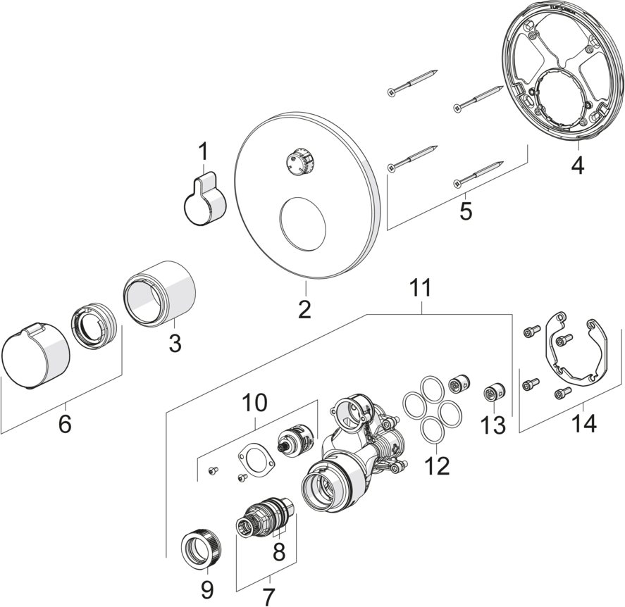 HA Fertigmontageset für Wanne/Brause HANSAHOME 8862 Rosette rund Chrom