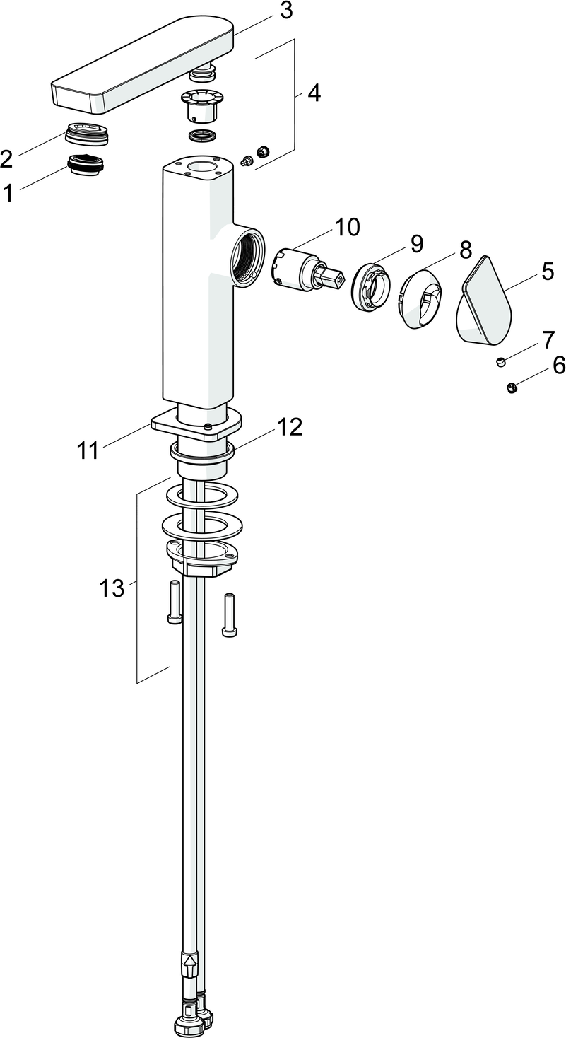 HA Einhebelmischer Waschtischbatterie HANSASTELA 5715 Ablaufgarnitur mit Zugstange Ausladung 175mm Chrom
