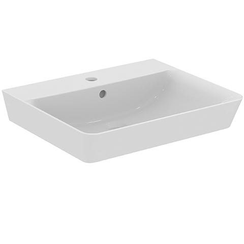 Ideal Standard Waschtisch Connect Air Cube, 1 Hahnloch, mit Überlauf, weiß, Rechteckig, Keramik, hängend