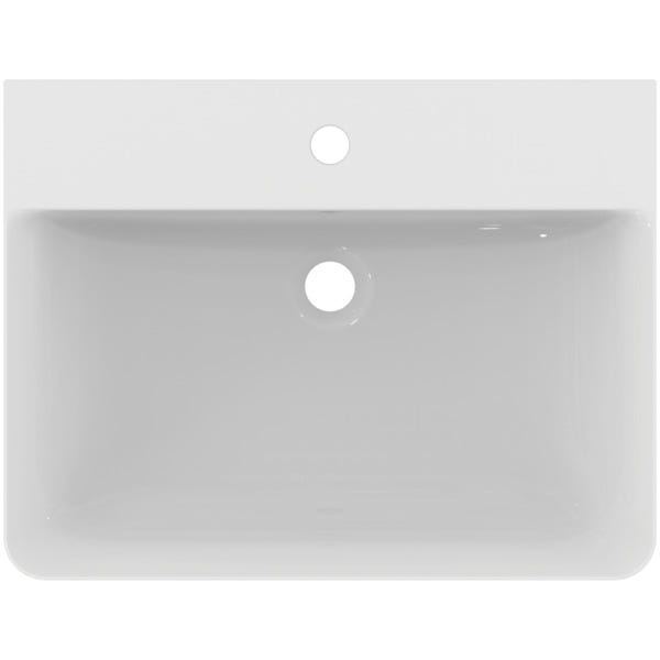 Ideal Standard Waschtisch Connect Air Cube, 1 Hahnloch, mit Überlauf, weiß, Rechteckig, Keramik, hängend