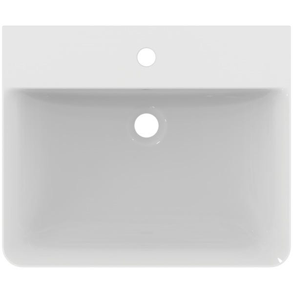 Ideal Standard Waschtisch Connect Air Cube, 1 Hahnloch, mit Überlauf, weiß, Rechteckig, Keramik, hängend