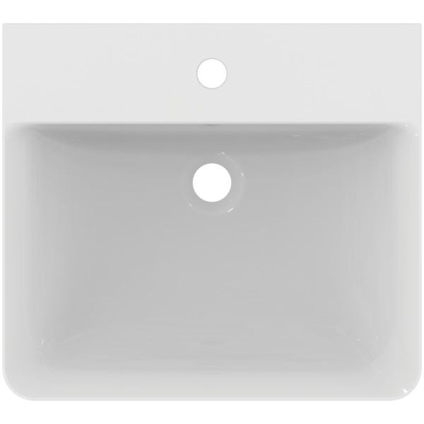 Ideal Standard Waschtisch Connect Air Cube, 1 Hahnloch, mit Überlauf, weiß, Rechteckig, Keramik, hängend