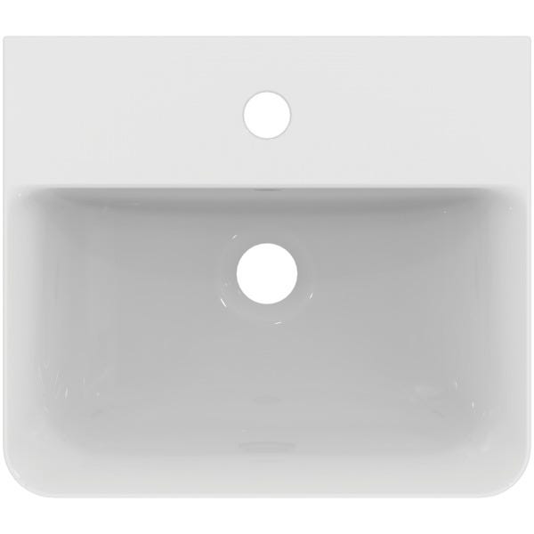 Ideal Standard Handwaschbecken Connect Air Cube, 1 Hahnloch, mit Überlauf, 400x350x150mm, Weiß