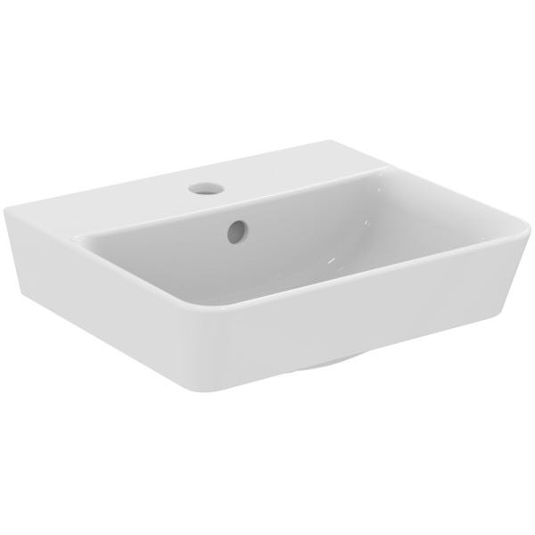 Ideal Standard Handwaschbecken Connect Air Cube, 1 Hahnloch, mit Überlauf, 400x350x150mm, Weiß