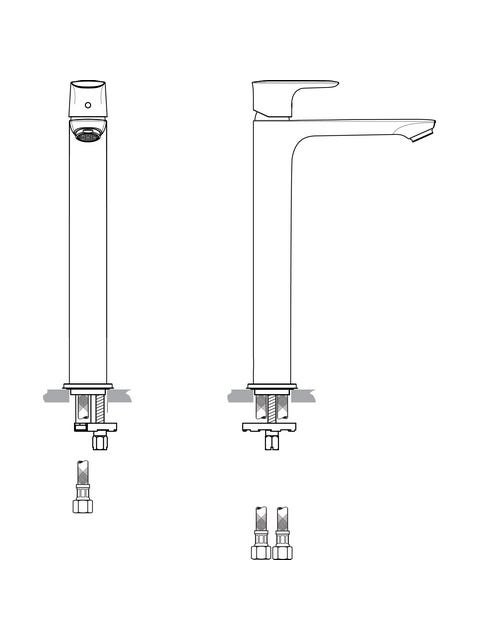 Ideal Standard Waschtischarmatur Connect Air, mit verlängerter Sockel, ohne Ablaufgarnitur, Ausladung 150mm, Chrom