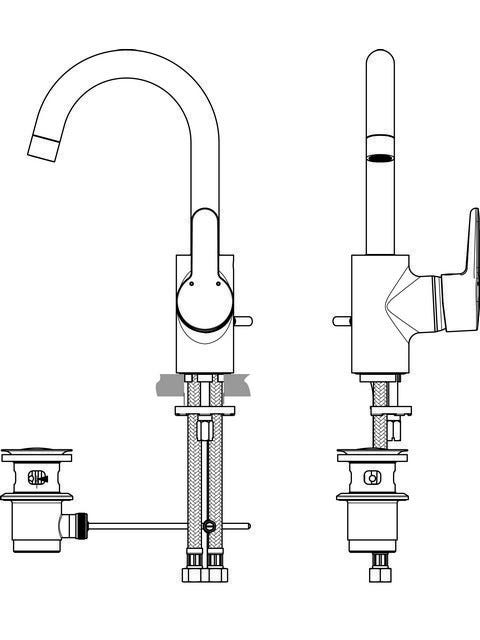 Ideal Standard Waschtischarmatur Connect Blue, mit Ablaufgarnitur, mit hohem Auslauf, Ausladung 146mm, Chrom