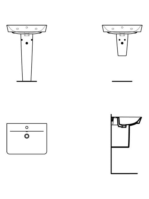 Ideal Standard Waschtisch Connect Air Cube, 1 Hahnloch, mit Überlauf, weiß, Rechteckig, Keramik, hängend