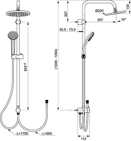 Ideal Standard Duschsystem Idealrain für Aufputz-Armatur Handbrause: 100mm Chrom