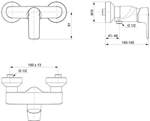 Ideal Standard Brausearmatur Aufputz Connect Air, Ausladung 41mm, Chrom