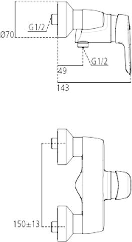 Ideal Standard Brausearmatur Aufputz Ceramix Blue, Ausladung 49mm, Chrom