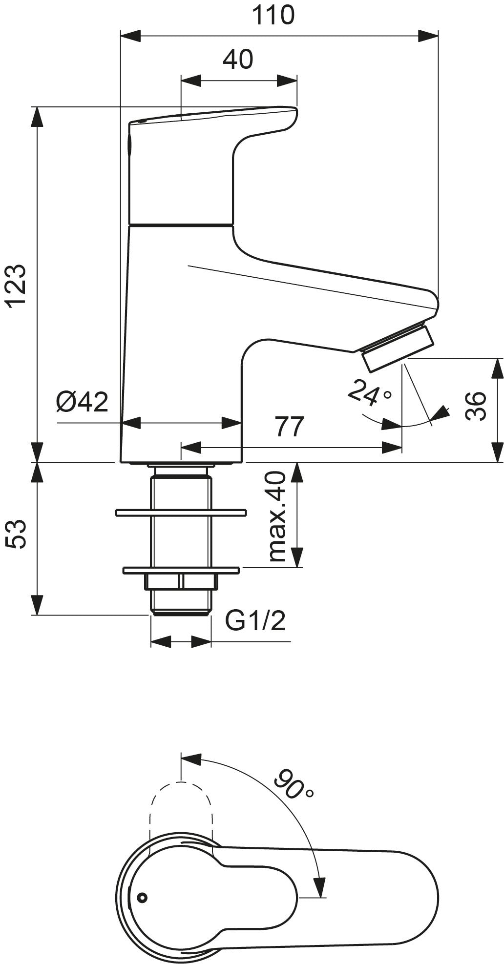 Ideal Standard Standventil Ceraplus Ausladung 77mm Chrom