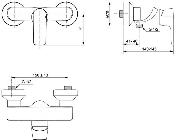 Ideal Standard Brausearmatur Aufputz Connect Air, Ausladung 41mm, Chrom