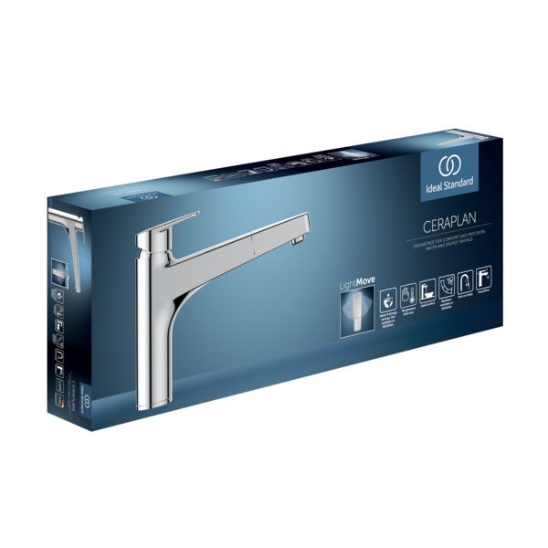 Ideal Standard Küchenarmatur Ceraplan mit hohem Auslauf Ausladung 210mm 1-Funktions-Handbrause Chrom
