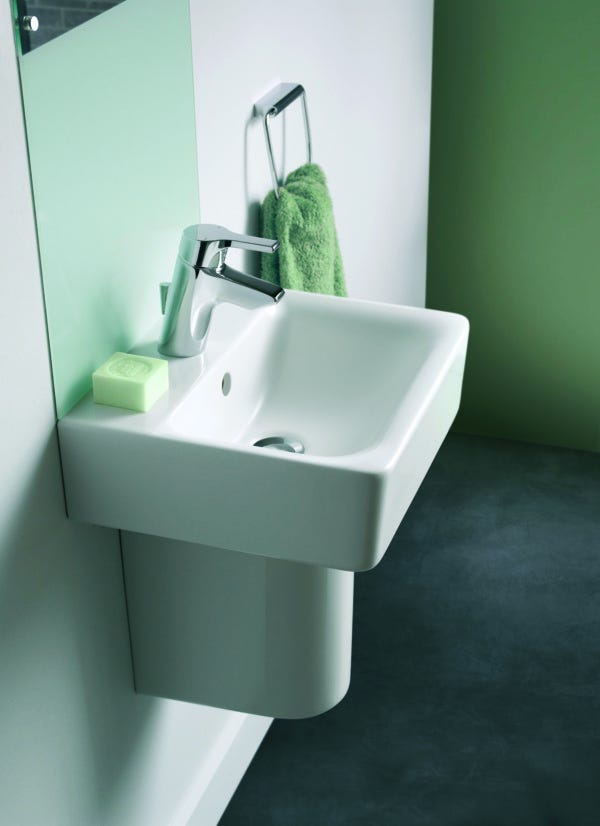 Ideal Standard Waschtisch Connect Cube, 1 Hahnloch, mit Überlauf, weiß, hängend, Keramik