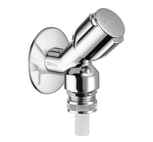 SCHELL Geräteschrägsitzventil COMFORT, RFV, RB, DN 15 G 1/2 AG, Schlauchverschraubung Ø 14,5 mm (DN 20 G 3/4 AG), chrom