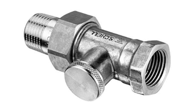SCHELL Heizkörperverschraubung, Durchgangsform, absperrbar - regulierbar, Messing, mattnickel, max. Betriebsdruck 10 bar, max. Betriebstemperatur 90 °C, Innengewinde/Außengewinde