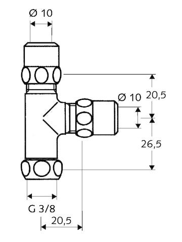 SCHELL T-Stück, Überwurfmutter, chrom