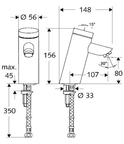 SCHELL Waschtisch-Armatur PURIS SC, HD-K - Hochdruck Kaltwasser / vorgemischtes Wasser, Selbstschluss, G 3/8 IG, chrom
