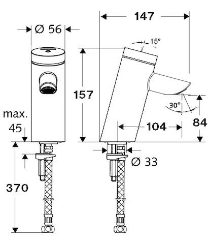 SCHELL Waschtisch-Armatur PURIS SC, HD-K - Hochdruck Kaltwasser / vorgemischtes Wasser, Selbstschluss, G 3/8 IG, chrom